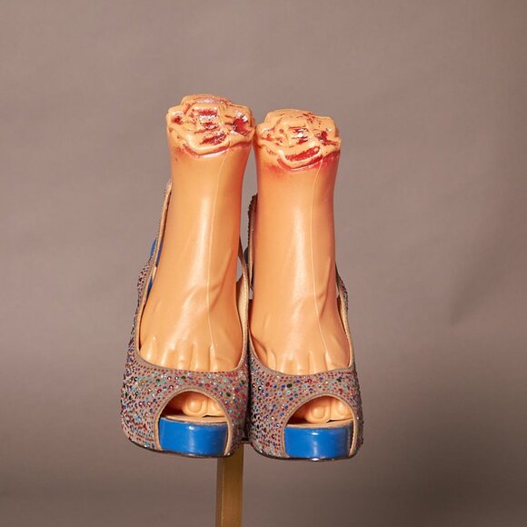 Christian Louboutin Crystal Sparkle Sling Back Heels - Picture 1 of 16